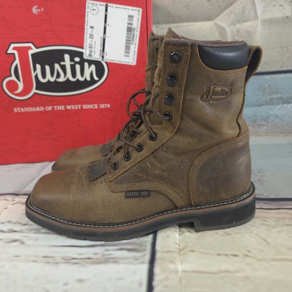 Justin Original Workboots 10 D Pulley 8 In Electrical Hazard Steel Toe Work main image 15